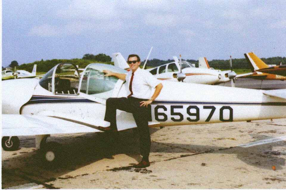Charles Luck III in 1972 working on pilot's licease