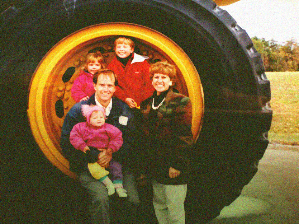 Charlie Luck IV at Leesburg, VA posing with large truck tire